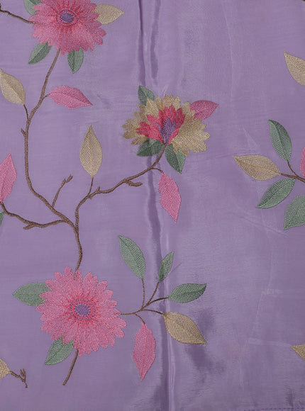 Lavender Organza Embroidery Silk Saree