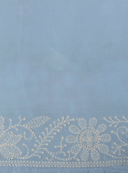 Pastel Blue Organza Embroidery Silk Saree