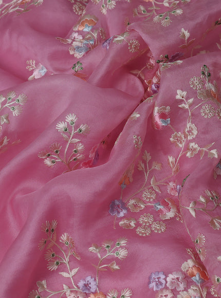 Light Pink Organza Embroidery Silk Saree