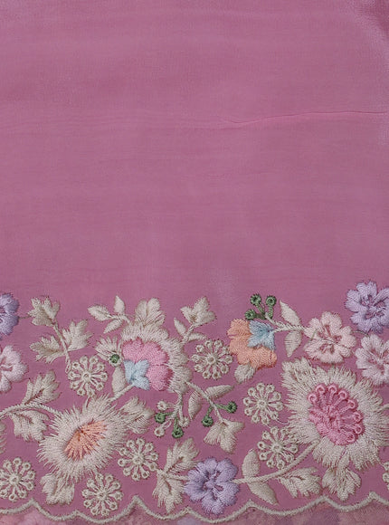 Light Pink Organza Embroidery Silk Saree