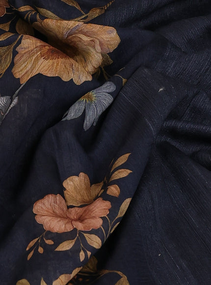 Black Tussar Printed Silk Saree