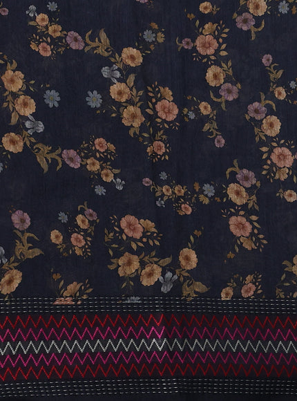Black Tussar Printed Silk Saree