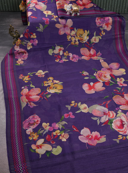 Violet Tussar Printed Silk Saree