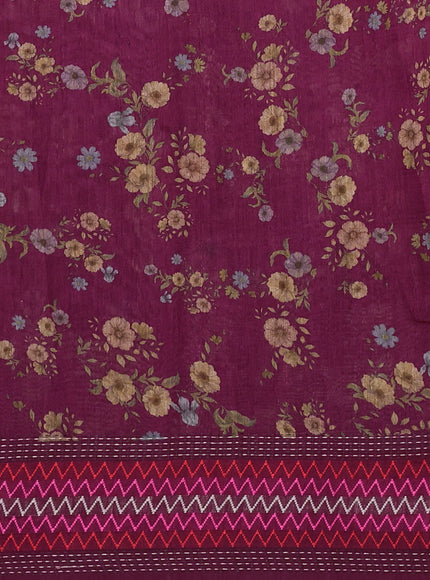 Maroon Tussar Printed Silk Saree