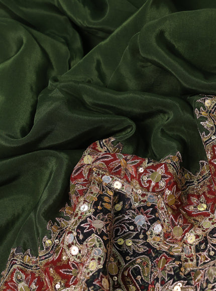 Green Crepe Sequin Embroidery With Readymade Blouse