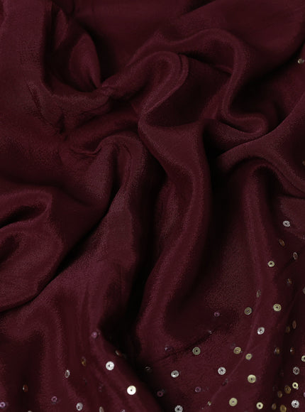 Deep Maroon Crepe Sequin Embroidery With Readymade Blouse