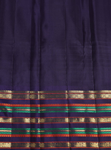 Lime Green - Navy Blue Pure Kanchipuram Silk Sare