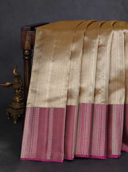 Gold - Rosy Brown Pure Kanchipuram Tissue Silk Saree