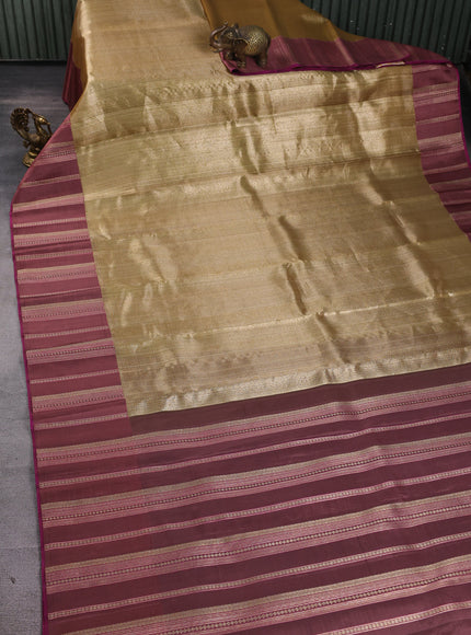 Gold - Rosy Brown Pure Kanchipuram Tissue Silk Saree