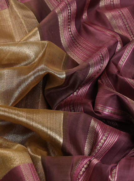 Gold - Rosy Brown Pure Kanchipuram Tissue Silk Saree
