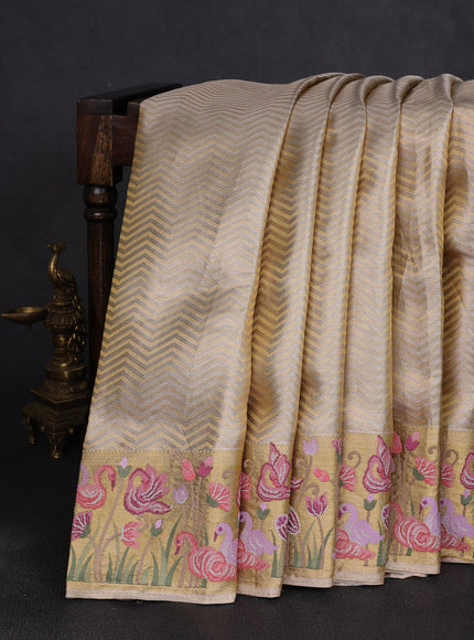 Gold Pure Kanchipuram Tissue Embroidery Silk Saree