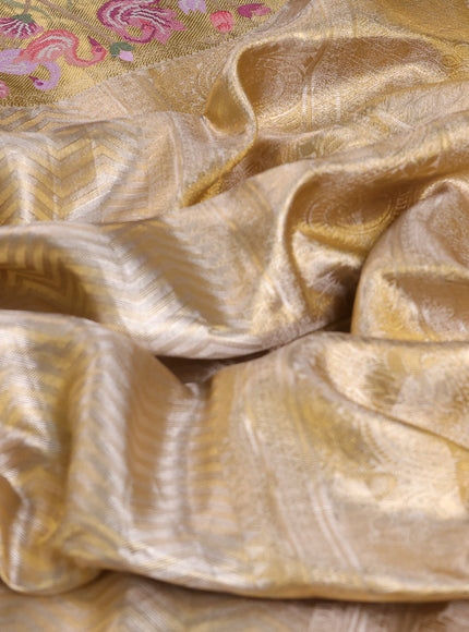 Gold Pure Kanchipuram Tissue Embroidery Silk Saree