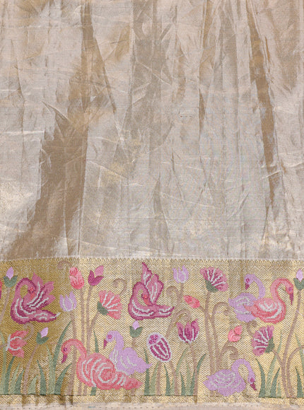 Gold Pure Kanchipuram Tissue Embroidery Silk Saree