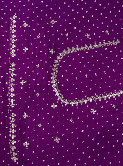 Pink - Purple Bandhini Gajji Silk Embroidery Saree