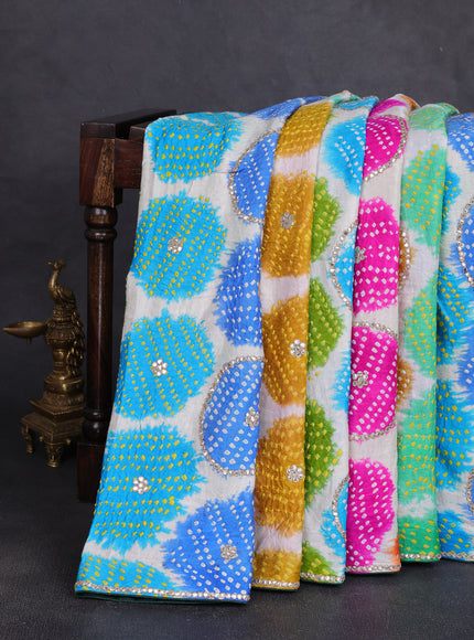 Multi Colour - Green Bandhini Gajji Silk Embroidery Saree