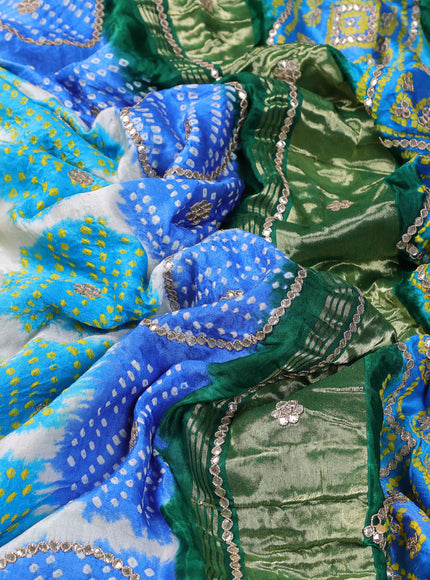 Multi Colour - Green Bandhini Gajji Silk Embroidery Saree