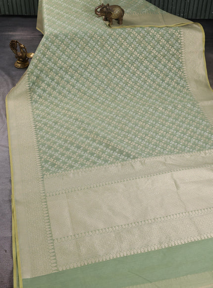Pista Green Banarasi Cotton Saree