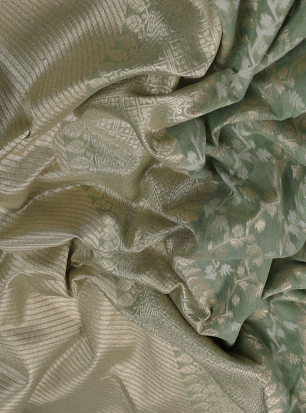 Pista Green Banarasi Cotton Saree