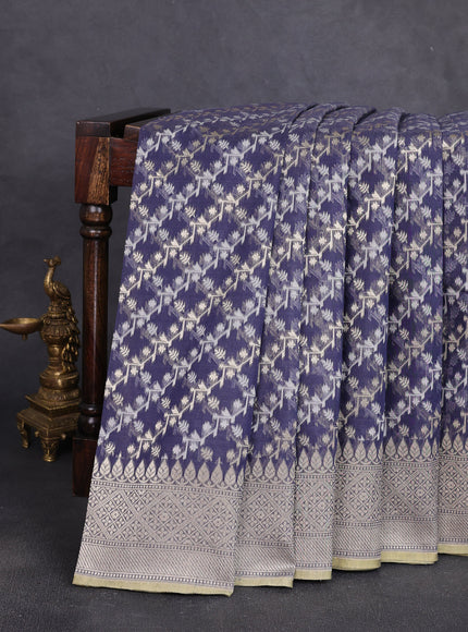 Bluish Grey Banarasi Cotton Saree
