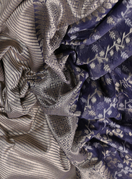 Bluish Grey Banarasi Cotton Saree