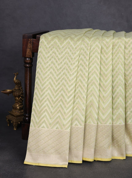 Pista Green Banarasi Cotton Saree