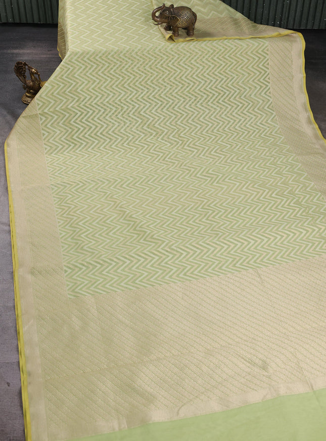 Pista Green Banarasi Cotton Saree