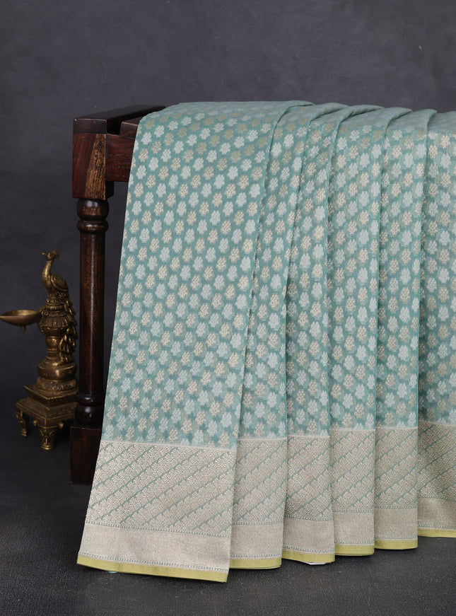 Pastel Green Banarasi Cotton Saree