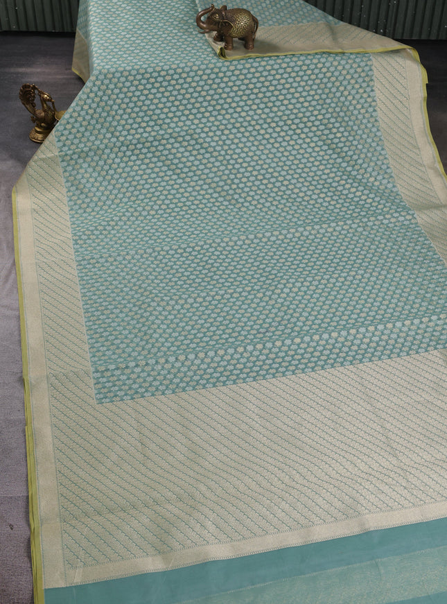 Pastel Green Banarasi Cotton Saree