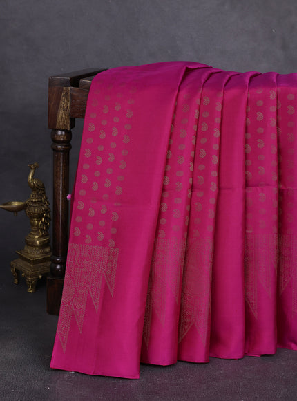 Rani Pink Pure Soft Silk Saree