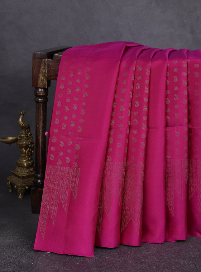 Rani Pink Pure Soft Silk Saree