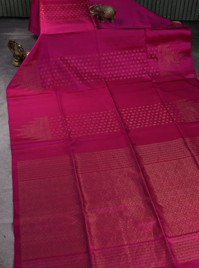 Rani Pink Pure Soft Silk Saree