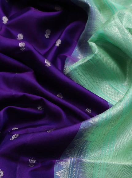 Violet - Mint Green Pure Soft Silk Saree
