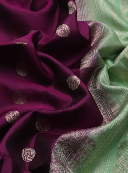 Wine- Pista Green Pure Soft Silk Saree
