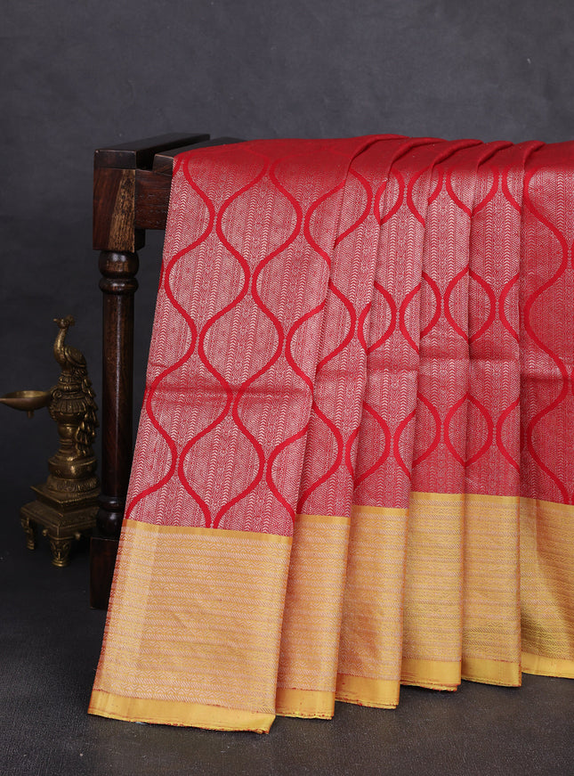 Red - Yellow Pure Soft Silk Saree
