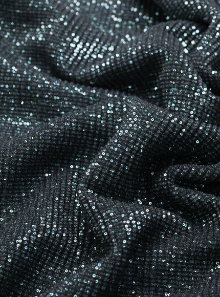 Dark Olive Green Netted Organza Half & Half Style Sequin Embroidery Saree