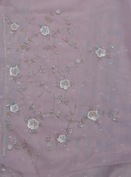 Baby Pink Netted Organza Half & Half Style Sequin Embroidery Saree