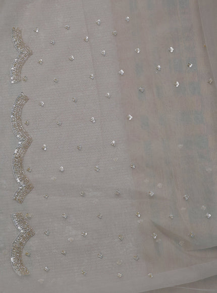 Pastel Grey Netted Organza Half & Half Style Sequin Embroidery Saree