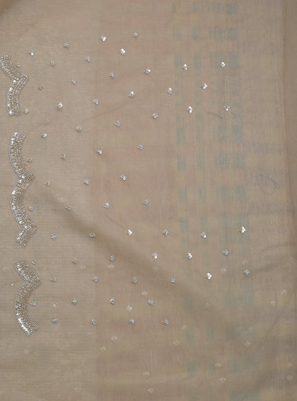 Beige Netted Organza Half & Half Style Sequin Embroidery Saree