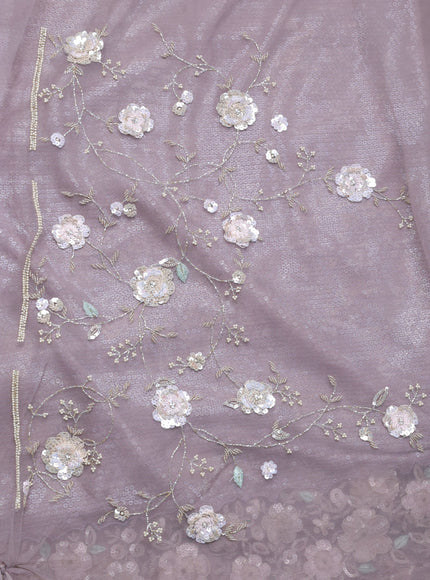 Pastel Lavender Netted Organza Half & Half Style Sequin Embroidery Saree