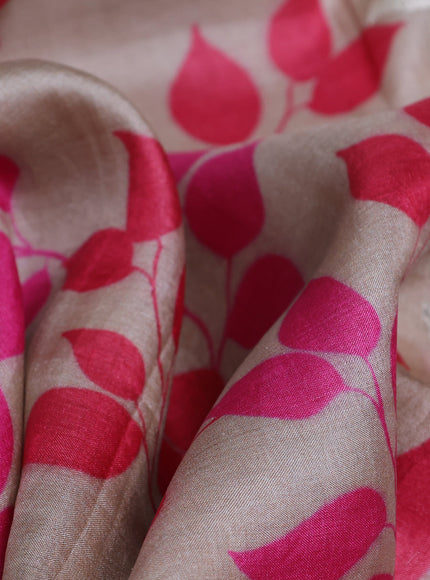 Chikku Tussar Printed Embroidery Silk Saree