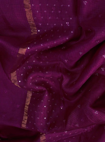 Magenta Pink -Navy Blue Silk Kota Embroidery Saree