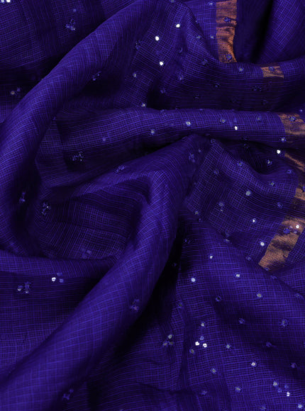 Royal Blue - Purple Silk Kota Embroidery Saree