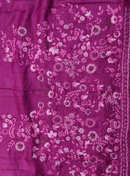 Royal Blue - Purple Silk Kota Embroidery Saree
