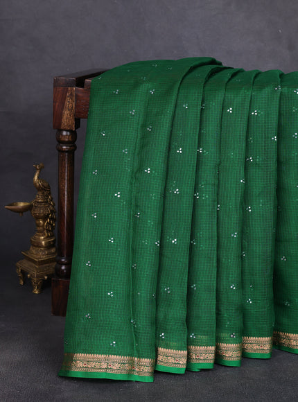 Green - Maroon Silk Kota Embroidery Saree