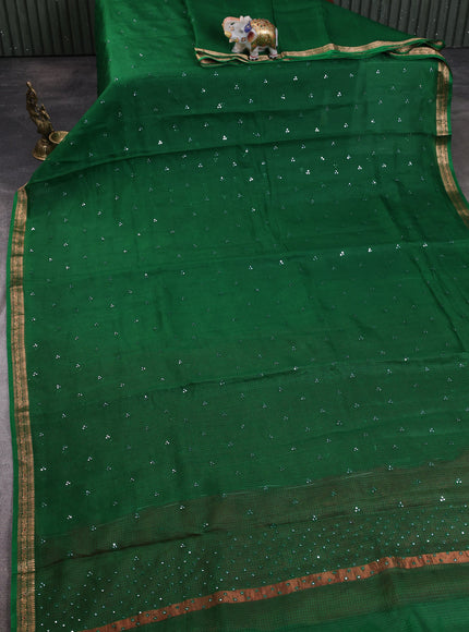 Green - Maroon Silk Kota Embroidery Saree