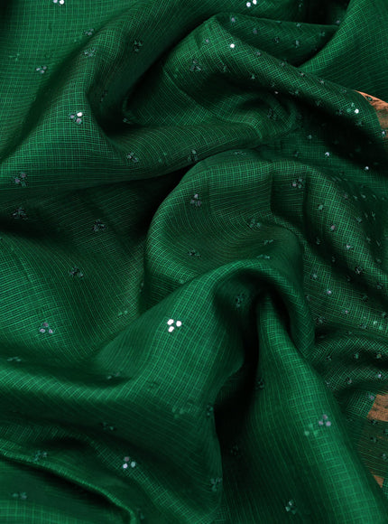 Green - Maroon Silk Kota Embroidery Saree