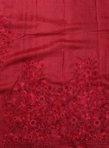 Green - Maroon Silk Kota Embroidery Saree