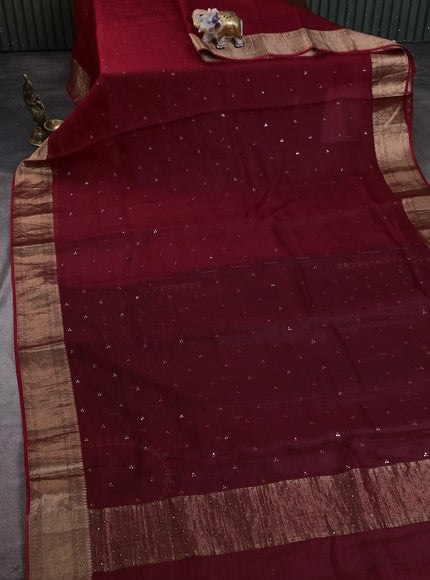 Red - Black Silk Kota Embroidery Saree