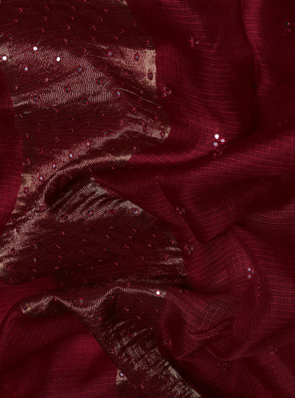 Red - Black Silk Kota Embroidery Saree