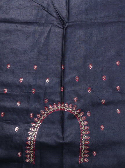 Red - Black Silk Kota Embroidery Saree